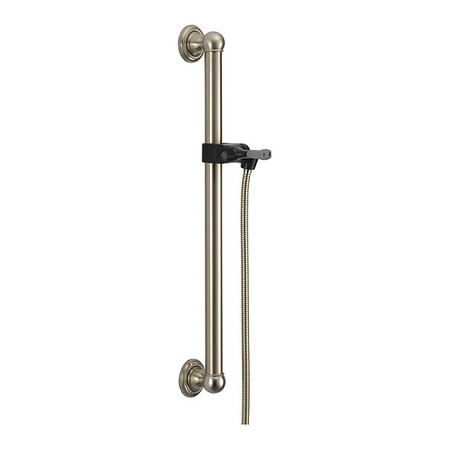 DELTA 6.94 L, Faucet, Brass, Engineering Grade Plastic, Adjust, Silde Bar/Grab Bar Assemb, Stainless 56302-SS