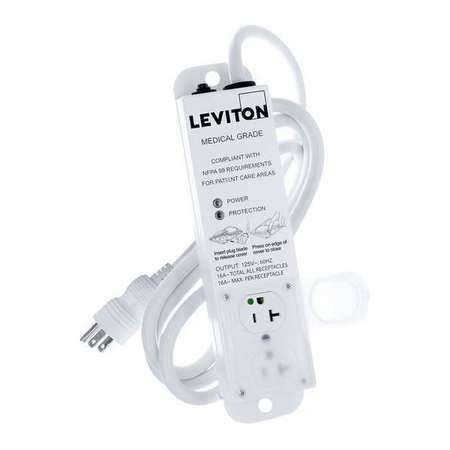 LEVITON Outlet Strip, 20 A, 7 ft Cord L, 2 Outlets 5302M-2S7