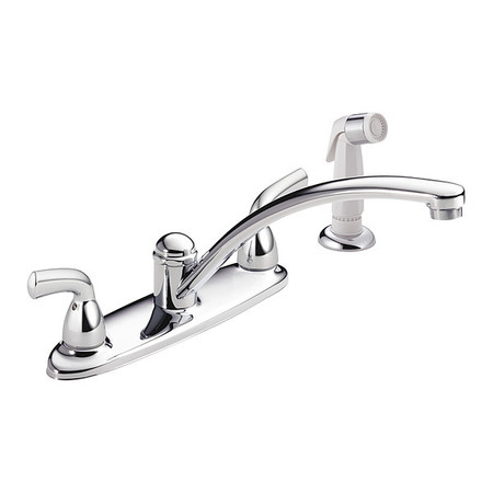 Delta 8" Mount, Commercial 4 Hole Two Handle, Kitchen Faucet with Spray B2410LF