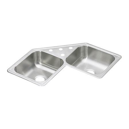 ELKAY Sink, Corner Mount, 4 Hole, Elite Satin Finish DE217324