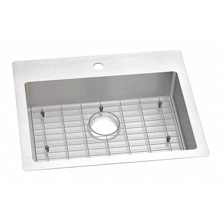 Elkay Sink, Drop-in, Undermount Mount, 1 Hole, Polished Satin Finish ECTSRAD25226TBG1