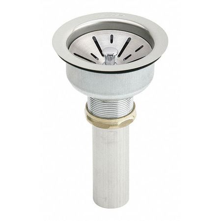 ELKAY 1-1/2" O.D Pipe Dia., Stainless Steel, Drain Fitting with Strainer Basket and Tailpiece LK35B