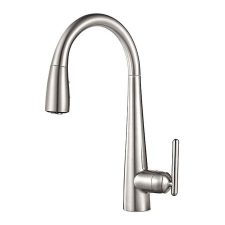 PFISTER 8" Mount, Residential 1/2/3/4 Hole Kitchen Faucet, Single Hole, SS, 1.8 gpm GT529-SMS