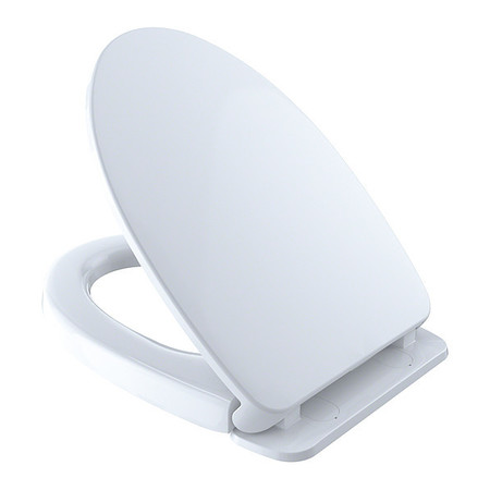 TOTO Toilet Seat, Elongated, White, With Cover, polypropylene, Elongated SS124#01