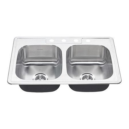 American Standard ColonyDb 20G Ss Sink 4Hole wDrin, 4 Hole, Stainless steel Finish 22DB.6332284S.075