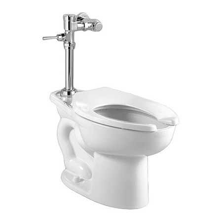 AMERICAN STANDARD Madera 1.28GPF Toilet wMFlusValv Wh, 1.28 gpf, Flushometer, Floor Mount, Elongated, White 2857.128.020