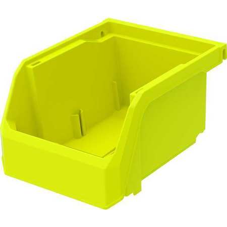 ZORO SELECT 7 lb Hang & Stack Storage Bin, Plastic, 4 1/8 in W, 3 in H, 5 3/8 in L, Yellow HSN210YELLOG