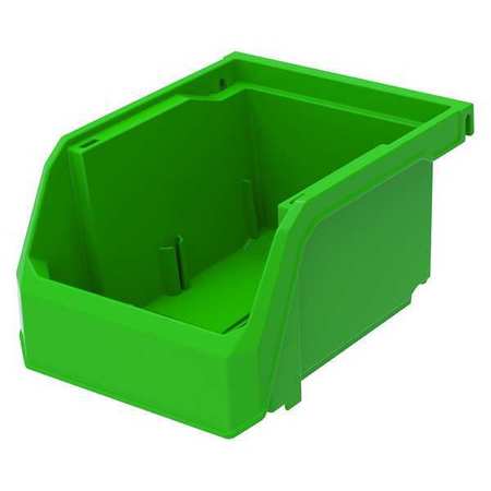 Zoro Select 7 lb Hang & Stack Storage Bin, Plastic, 4 1/8 in W, 3 in H, 5 3/8 in L, Green HSN210GREENG