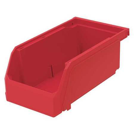 Zoro Select 7 lb Hang & Stack Storage Bin, Plastic, 4 1/8 in W, 3 in H, Red, 7 3/8 in L HSN220REDG