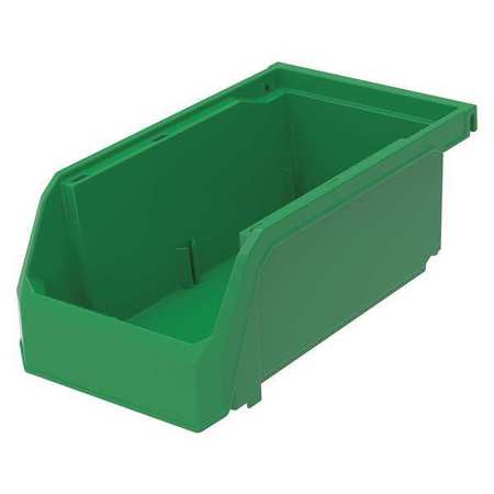Zoro Select 7 lb Hang and Stack Storage Bin, Plastic, 4 1/8 in W, 3 in H, Green, 7 3/8 in L HSN220GREENG