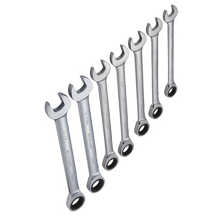 WESTWARD Ratcheting Wrench Set, SAE, 7 pcs. 54DG23