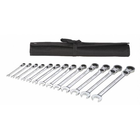 Westward Ratcheting Wrench Set, SAE, 13 pcs. 54DG28