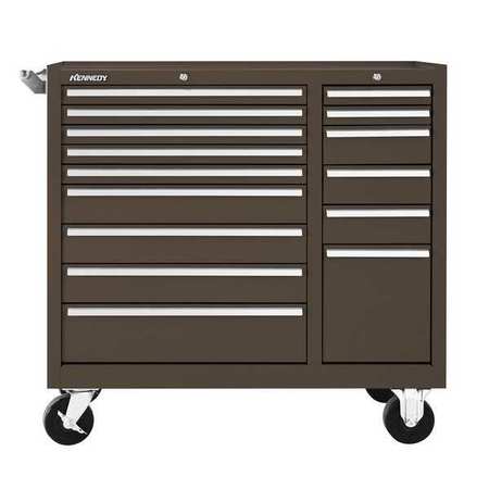 KENNEDY K1800 Series Rolling Tool Cabinet, 15 Drawer, Brown, Steel, 39-1/2 in W x 18 in D x 39 in H 315XB