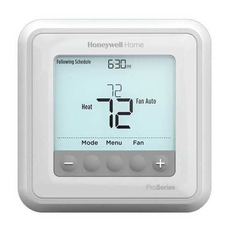 HONEYWELL HOME Programmable Thermostat, 7, 5-2, 5-1-1 Programs, 3 H 2 C, Wall Mount, Hardwired/Battery, 20/30VAC TH6320U2008/U
