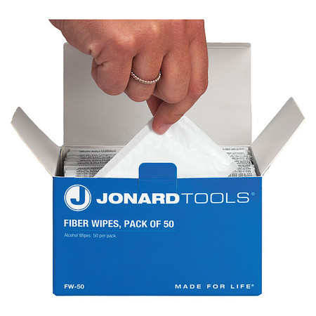 JONARD TOOLS Fiber Wipes, Optical Fiber Cleaning, PK50 FW-50