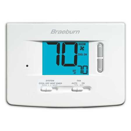 Braeburn Non-Programmable Thermostat, 2 H 2 C, Wall Mount, Hardwired/Battery, 18/30VAC 1220