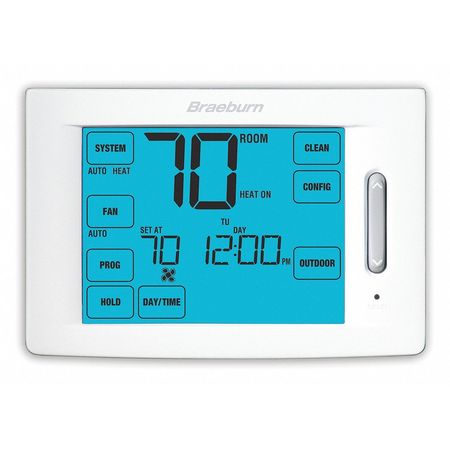 Braeburn Universal Programmable Thermostat, 7, 5-2, 5-1-1 Programs, 1 H 1 C, Wall Mount, Hardwired/Battery 6100