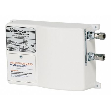 CHRONOMITE LABS 208VAC, Both Electric Tankless Water Heater, Undersink, 110 Degrees F, 8320 W, 1 Phase M40/208HTR 110F-I