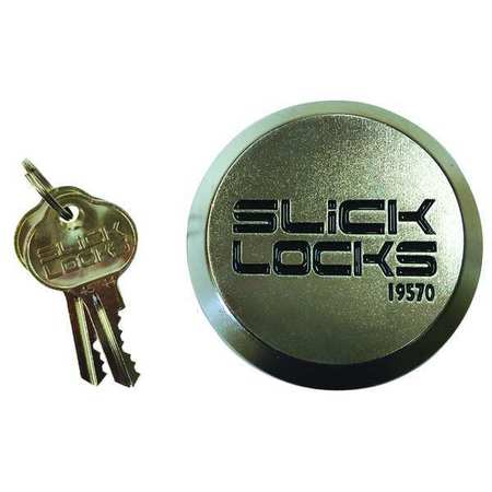Slick Locks Van Locks, Keyed Alike, Hidden, Round Zinc Body, Brass Shackle, 23/32 in W, 2 PK SL-PL-2KA