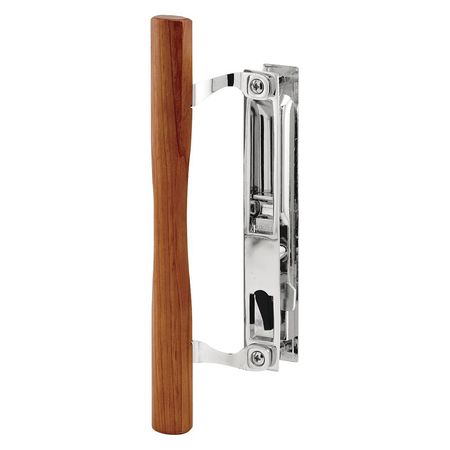 PRIMELINE TOOLS Chrome Diecast Sliding Door Handle Set with Wood Pull, fits Acorn Doors (Single Pack) C 1148