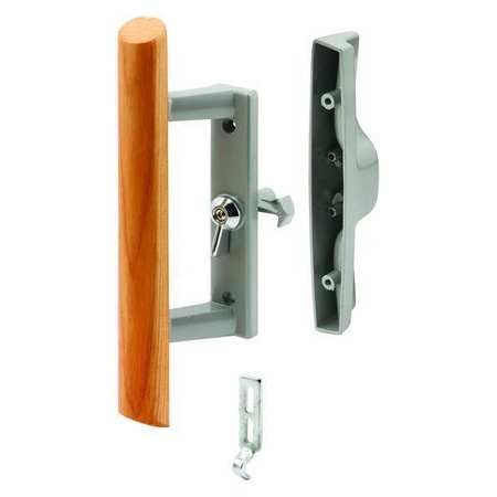 PRIMELINE TOOLS Sliding Door Handle Set, 3-15/16 in., Diecast and Wood, Hook Style (Single Pack) MP1018