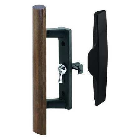 PRIMELINE TOOLS Sliding Door Handle, 3-1/2 in., Diecast and Wood, Black, Hook Style (Single Pack) MP1095