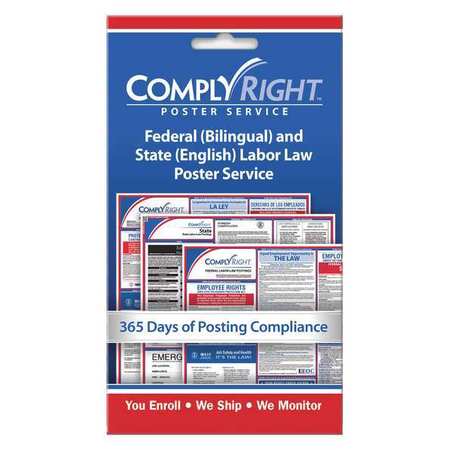 COMPLYRIGHT Federal (Bilingual) & State (English) Labor Law Poster Service Card CRPS02