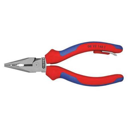 KNIPEX 6 in Needle Nose Plier, Side Cutter Multi-Component Grip Handle 08 22 145 T BKA
