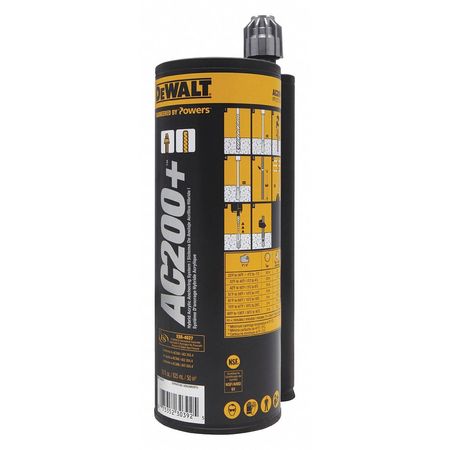 DEWALT AC200+ Structural Anchoring Adhesive, Cartridge, Includes Nozzle PFC1271150