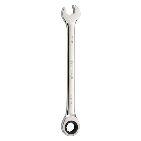 WESTWARD Ratcheting Combination Wrench, SAE, 6 1/2 in Length, 7/16 in Head, 12 Points 54PN26