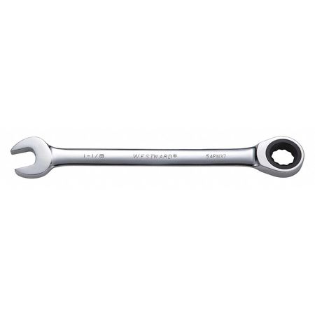 WESTWARD Ratcheting Wrench, Combination, SAE, 1-1/8 54PN37