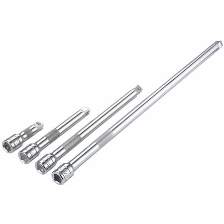 Westward Socket Extension Set 1/2" Dr, 3 in, 6 in, 10 in, 18 in L, 4 Pieces, Chrome 54PR09