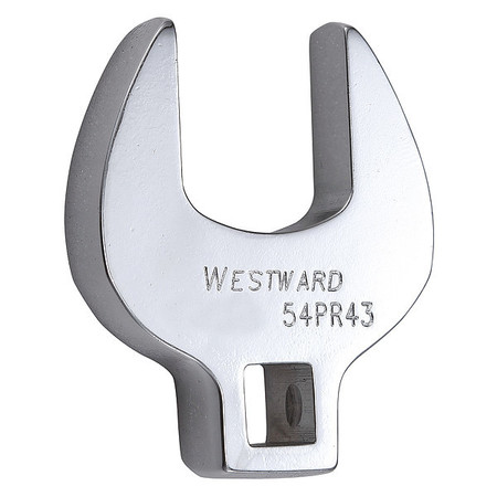 Westward 3/8" Drive, SAE 15/16" Crowfoot Socket Wrench, Open End Head, Chrome Finish 54PR43