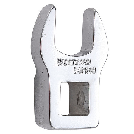 Westward 3/8" Drive, Metric 13mm Crowfoot Socket Wrench, Open End Head, Chrome Finish 54PR49