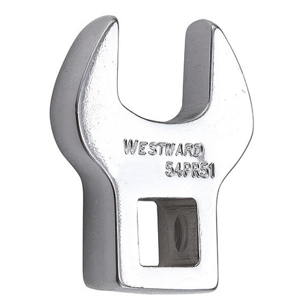 WESTWARD 3/8" Drive, Metric 15mm Crowfoot Socket Wrench, Open End Head, Chrome Finish 54PR51