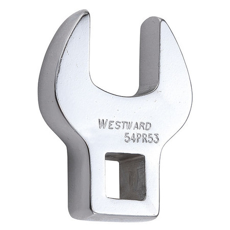 WESTWARD 3/8" Drive, Metric 17mm Crowfoot Socket Wrench, Open End Head, Chrome Finish 54PR53
