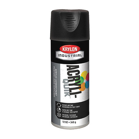KRYLON INDUSTRIAL Spray Paint, Ultra Black, Ultra-Flat, 12 oz K01602A07