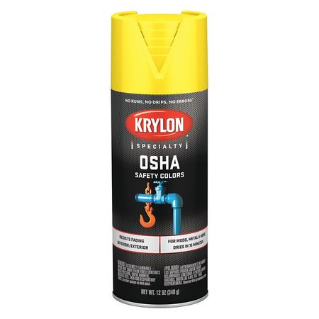 Krylon Spray Paint, Safety Yellow, Gloss, 12 oz K01813777