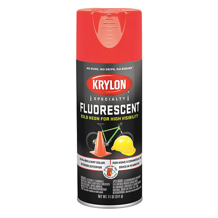 Krylon Spray Paint, Flourescent Yellow Orange, Gloss, 11 oz K03102777