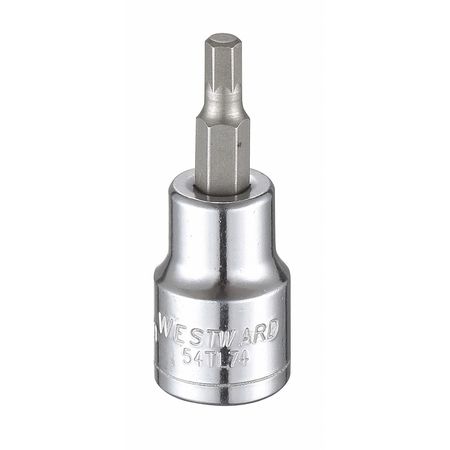 WESTWARD 3/8 in Drive Hex Socket Bit Metric 4.5 mm Tip, 1 3/4 in L 54TL74