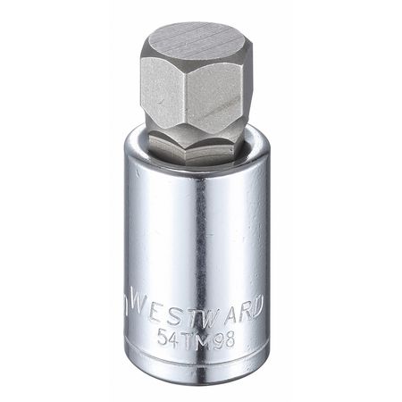 Westward 1/2 in Drive Hex Socket Bit Metric 17 mm Tip, 2 1/4 in L 54TM98