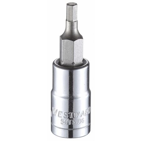 Westward 1/4 in Drive Hex Socket Bit Metric 3 mm Tip, 1 1/2 in L 54TM06