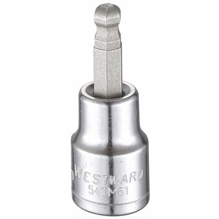 3/8 in Drive Ball Hex Socket Bit Metric 6 mm Tip, 1 13/16 in L -  WESTWARD, 54TM61