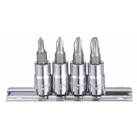 WESTWARD 1/4" Drive Socket Bit Set, SAE, 4 pcs 54TN79