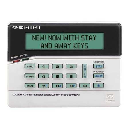 NAPCO Intrusion System Keypads, 5-7/8" W, LCD GEM-RP8LCD