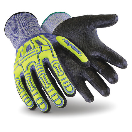 HEXARMOR Hi-Vis Cut Resistant Impact Coated Gloves, A6 Cut Level, Polyurethane, M, 1 PR 2095-M (8)