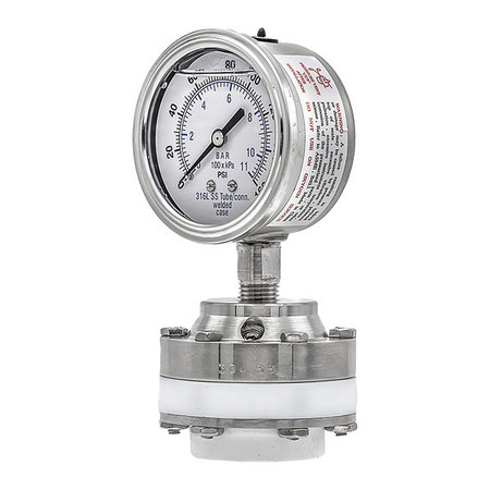 PIC GAUGES Pressure Gauge, 0 to 160 psi, 1/4 in FNPT, Silver 301L254F/1JTT100