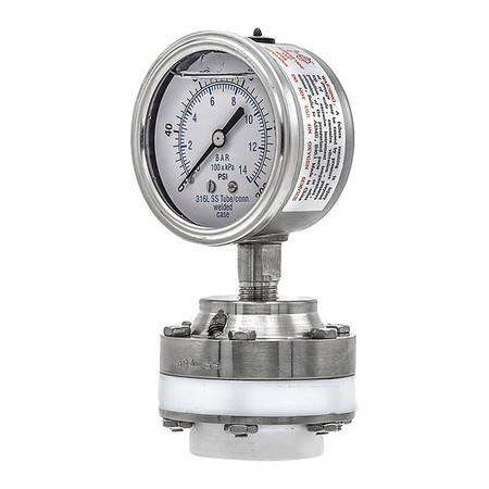 PIC GAUGES Pressure Gauge, 0 to 200 psi, 1/4 in FNPT, Silver 301L254G/1JTT100