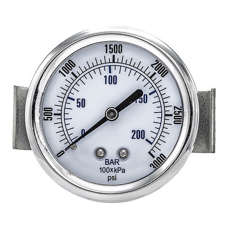 PIC GAUGES Pressure Gauge, 0 to 3000 psi, 1/4 in MNPT, Black 103D-254P
