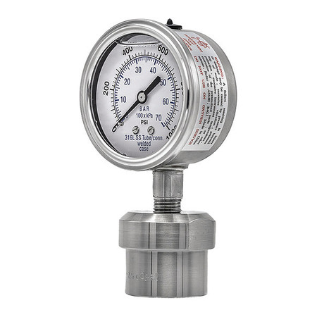 PIC GAUGES Pressure Gauge, 0 to 1000 psi, 1/4 in FNPT, Silver 301L254M/0JJJ100